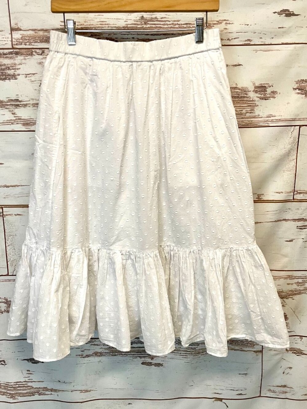 J.Crew Clip dot tiered midi skirt with pockets